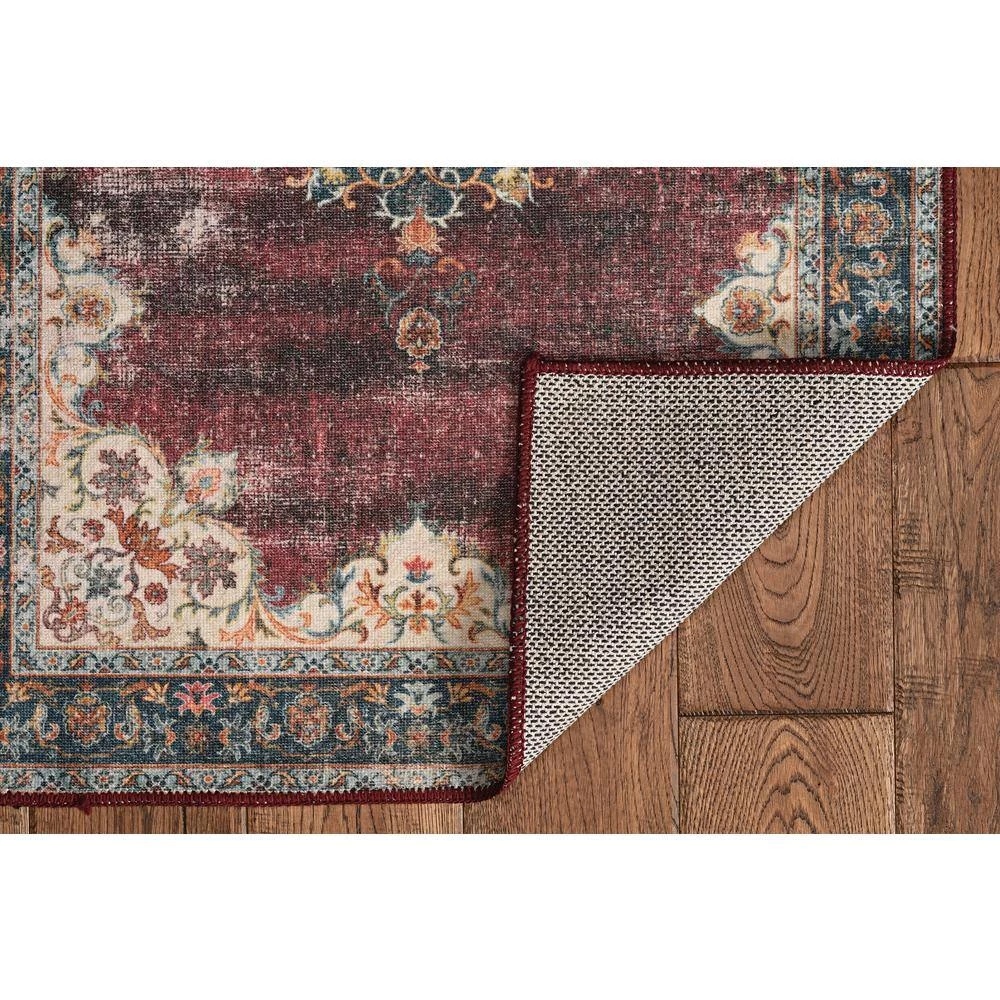 Washable Kathryn Ivory/Burgundy 5 ft. x 7 ft. Abstract Rectangle Area Rug by Linon Home Decor 4 Washable Kathryn Ivory/Burgundy 5 ft. x 7 ft. Abstract Rectangle Area Rug by Linon Home Decor - Image 2