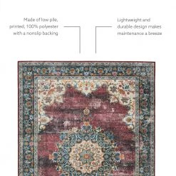 Washable Kathryn Ivory/Burgundy 2 ft. x 8 ft. by Linon Home Decor -Linon Home Decor Sales ivory burgundy linon home decor area rugs thdr03913 1f 1000