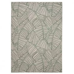 Larig Ivory and Green 3 ft. W x 5 ft. L Washable Polyester Indoor/Outdoor Area Rug by Linon Home Decor