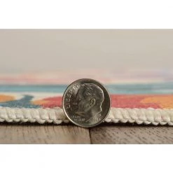 Penn Ivory and Orange 5 ft. W x 7 ft. L Washable Polyester Indoor/Outdoor Area Rug by Linon Home Decor -Linon Home Decor Sales ivory orange linon home decor outdoor rugs thdr04029 4f 1000