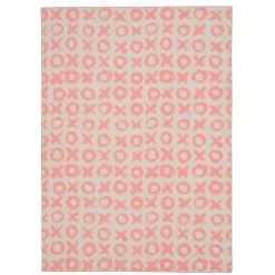 Washable Jenna Ivory/Pink 5 ft. x 7 ft. Abstract Rectangle Area Rug by Linon Home Decor