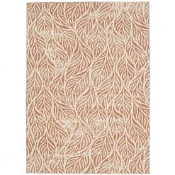 Washable Leif Ivory/Rust 3 ft. x 5 ft. Rectangle Abstract Area Rug by Linon Home Decor
