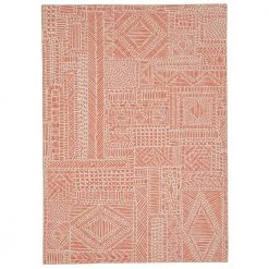 Washable Cohen Ivory/Rust 3 ft. x 5 ft. Abstract Area Rug by Linon Home Decor