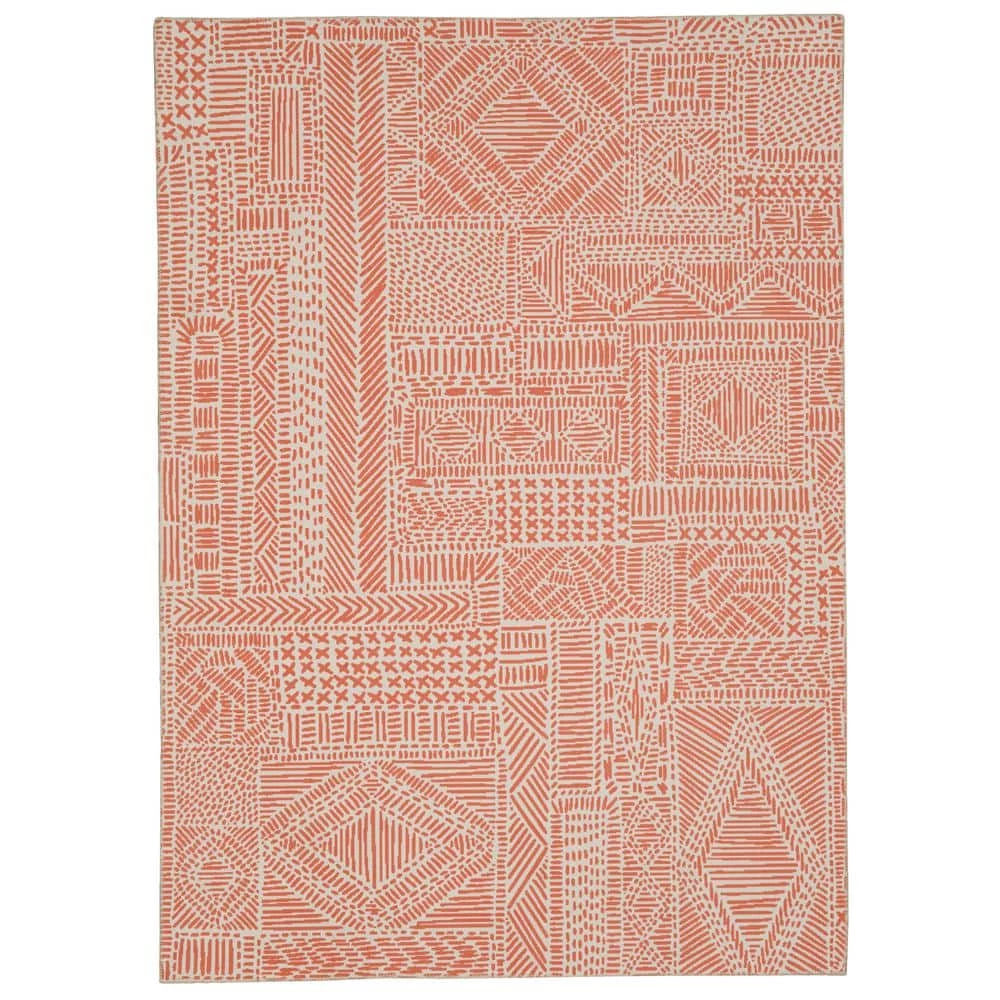 Washable Cohen Ivory/Rust 3 ft. x 5 ft. Abstract Area Rug by Linon Home Decor 3 Washable Cohen Ivory/Rust 3 ft. x 5 ft. Abstract Area Rug by Linon Home Decor