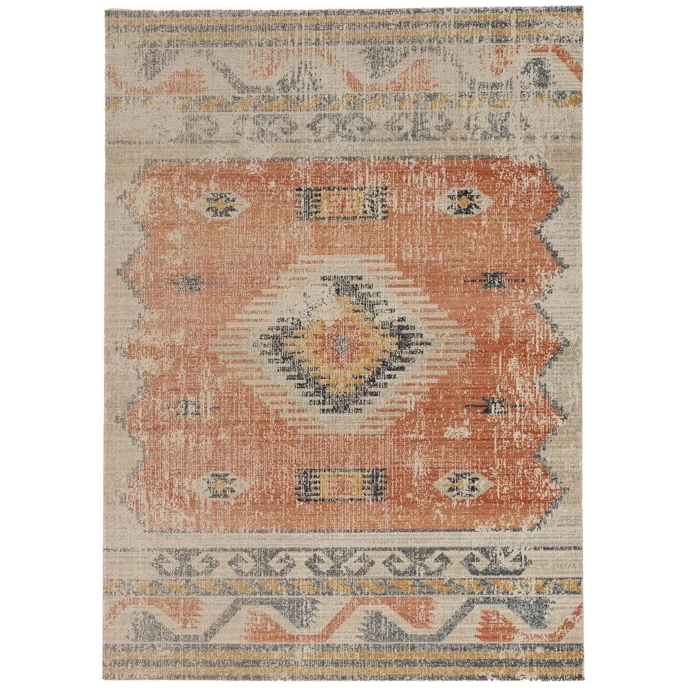 Puissantt Zero Barlow Ivory and Rust 8 ft. x 10 ft. Area Rug by Linon Home Decor 3 Puissantt Zero Barlow Ivory and Rust 8 ft. x 10 ft. Area Rug by Linon Home Decor