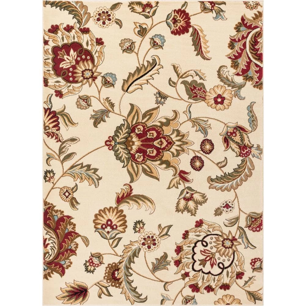 Barclay Ashley Oriental Ivory 5 ft. x 7 ft. Country and Floral Area Rug by Well Woven 3 Barclay Ashley Oriental Ivory 5 ft. x 7 ft. Country and Floral Area Rug by Well Woven