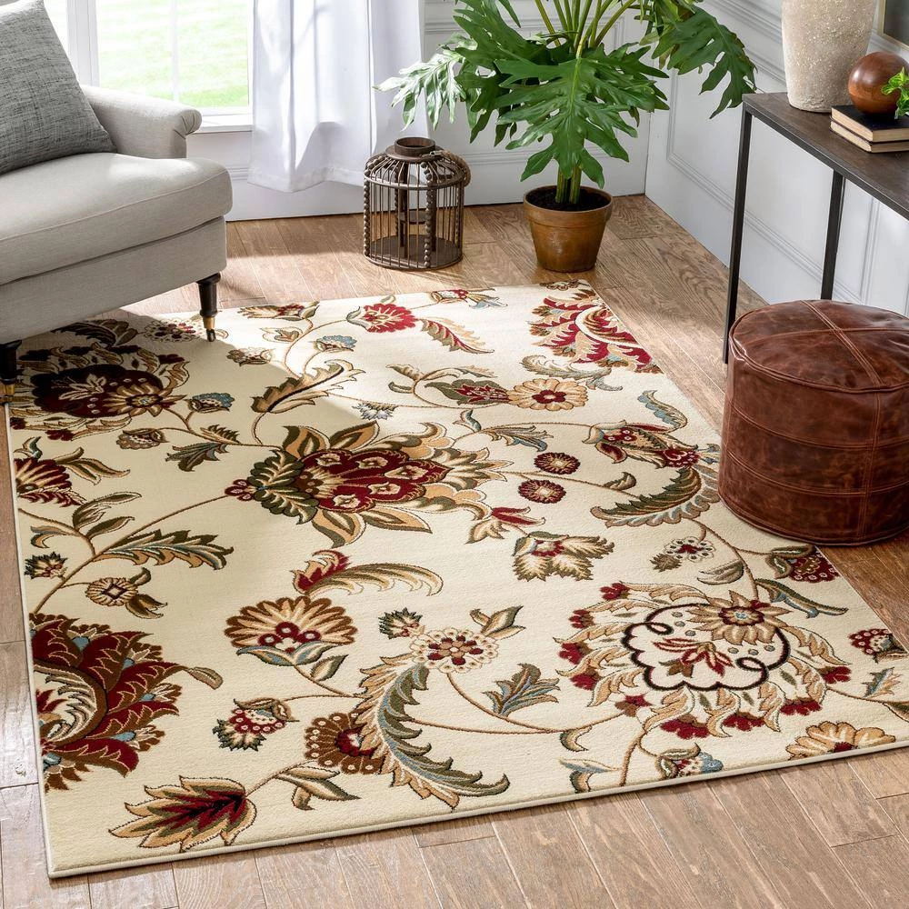 Barclay Ashley Oriental Ivory 5 ft. x 7 ft. Country and Floral Area Rug by Well Woven 5 Barclay Ashley Oriental Ivory 5 ft. x 7 ft. Country and Floral Area Rug by Well Woven - Image 3