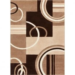 Ruby Galaxy Waves Ivory 5 ft. x 7 ft. Modern Geometric Area Rug by Well Woven