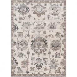 Lisbon Selma Ivory 7 ft. 10 in. x 9 ft. 10 in. Oriental Floral Pattern Vintage Area Rug by Well Woven
