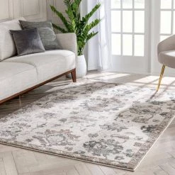 Lisbon Selma Ivory 7 ft. 10 in. x 9 ft. 10 in. Oriental Floral Pattern Vintage Area Rug by Well Woven -Linon Home Decor Sales ivory well woven area rugs lis 152 7 c3 1000