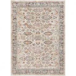 Rodeo Parker Vintage Bohemian Oriental Floral Border Ivory 7 ft. 10 in. x 9 ft. 10 in. Area Rug by Well Woven