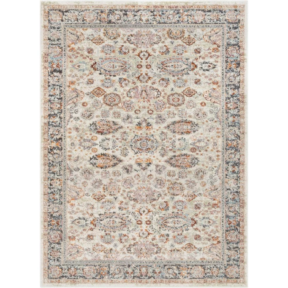 Rodeo Parker Vintage Bohemian Oriental Floral Border Ivory 7 ft. 10 in. x 9 ft. 10 in. Area Rug by Well Woven 3 Rodeo Parker Vintage Bohemian Oriental Floral Border Ivory 7 ft. 10 in. x 9 ft. 10 in. Area Rug by Well Woven