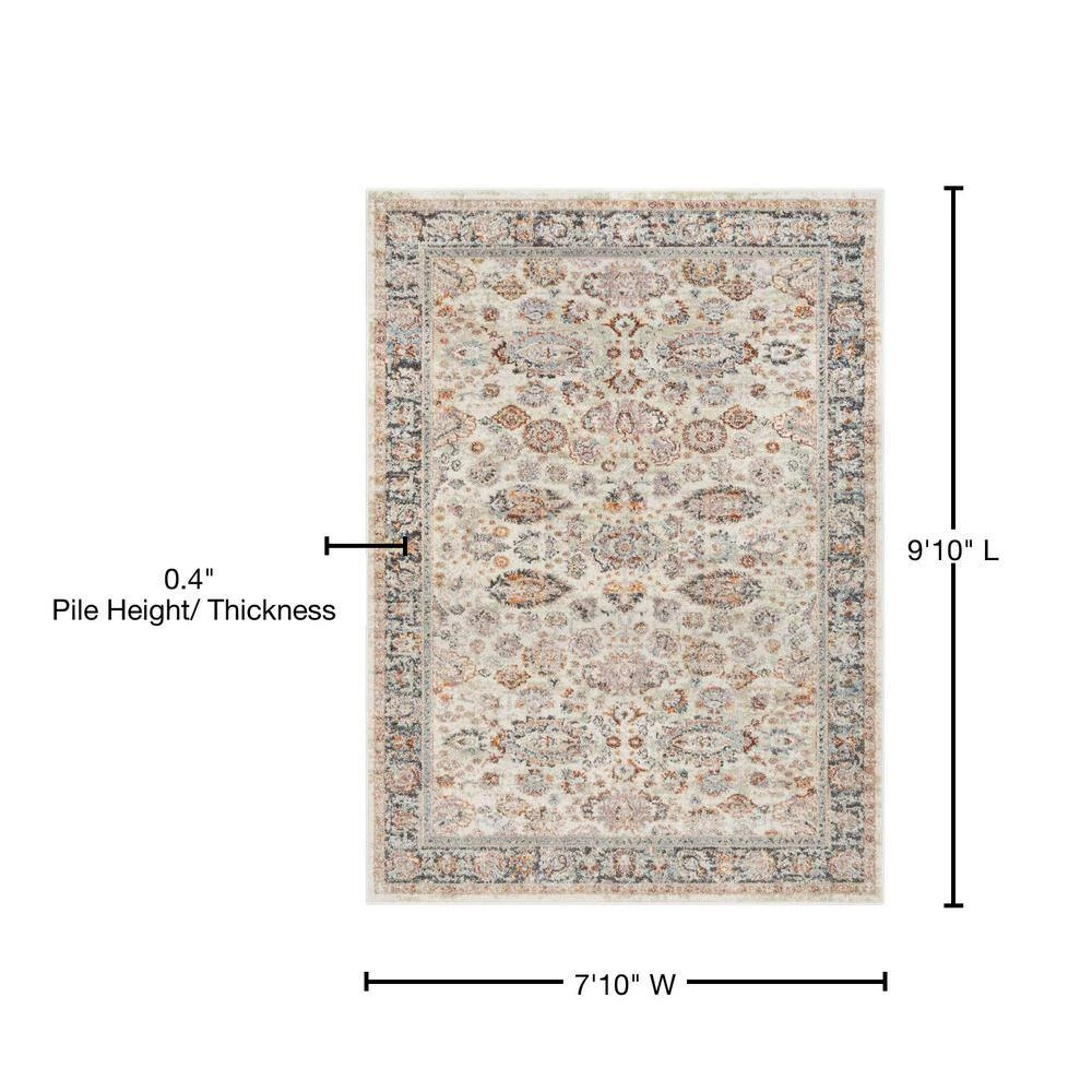 Rodeo Parker Vintage Bohemian Oriental Floral Border Ivory 7 ft. 10 in. x 9 ft. 10 in. Area Rug by Well Woven 11 Rodeo Parker Vintage Bohemian Oriental Floral Border Ivory 7 ft. 10 in. x 9 ft. 10 in. Area Rug by Well Woven - Image 9