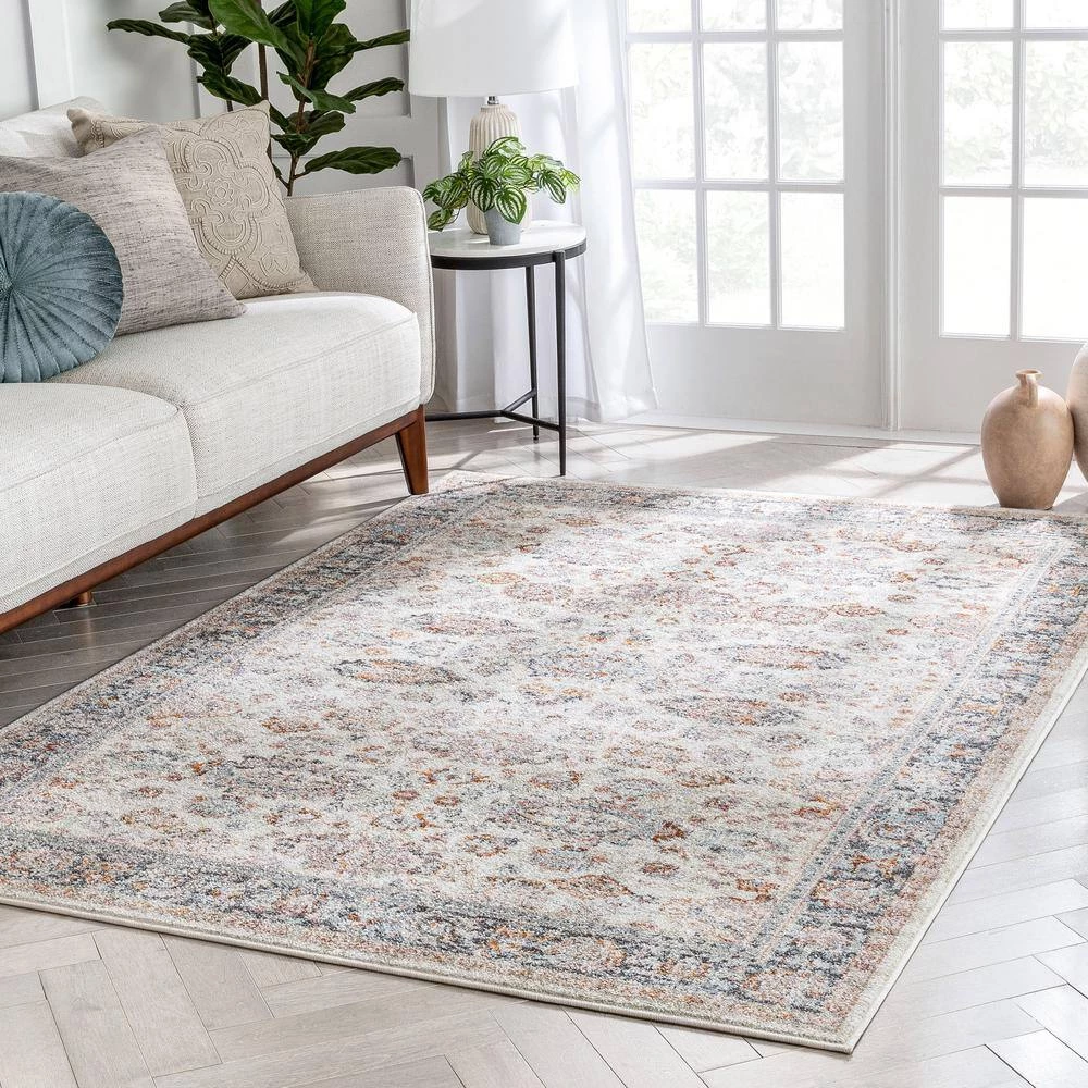 Rodeo Parker Vintage Bohemian Oriental Floral Border Ivory 7 ft. 10 in. x 9 ft. 10 in. Area Rug by Well Woven 4 Rodeo Parker Vintage Bohemian Oriental Floral Border Ivory 7 ft. 10 in. x 9 ft. 10 in. Area Rug by Well Woven - Image 2