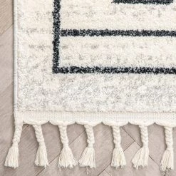 Serenity Gota Ivory Moroccan Tribal 7 ft. 10 in. x 9 ft. 10 in. Distressed Area Rug by Well Woven -Linon Home Decor Sales ivory well woven area rugs se 192 7 4f 1000