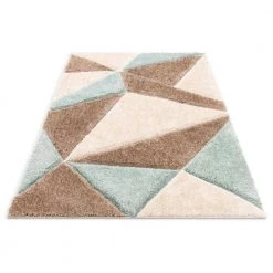 San Francisco Venice Ivory Modern Geometric Abstract 5 ft. 3 in. x 7 ft. 3 in. 3D Carved Shag Area Rug by Well Woven -Linon Home Decor Sales ivory well woven area rugs sf 42 5 1f 1000