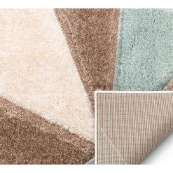 San Francisco Venice Ivory Modern Geometric Abstract 5 ft. 3 in. x 7 ft. 3 in. 3D Carved Shag Area Rug by Well Woven -Linon Home Decor Sales ivory well woven area rugs sf 42 5 66 1000