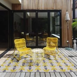 Henderson Ivory and Yellow 7 ft. x 9 ft. Washable Polyester Indoor/Outdoor Area Rug by Linon Home Decor -Linon Home Decor Sales ivory yellow linon home decor outdoor rugs thdr04062 44 1000