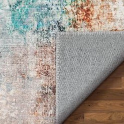 Lotus Amesti Light Blue Contemporary Distressed Abstract 7 ft. 10 in. x 9 ft. 10 in. Machine Washable Flatweave Area Rug by Well Woven -Linon Home Decor Sales light blue well woven area rugs lot 136 7 1f 1000