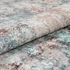 Lotus Amesti Light Blue Contemporary Distressed Abstract 7 ft. 10 in. x 9 ft. 10 in. Machine Washable Flatweave Area Rug by Well Woven -Linon Home Decor Sales light blue well woven area rugs lot 136 7 4f 1000