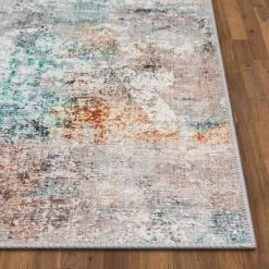 Lotus Amesti Light Blue Contemporary Distressed Abstract 7 ft. 10 in. x 9 ft. 10 in. Machine Washable Flatweave Area Rug by Well Woven -Linon Home Decor Sales light blue well woven area rugs lot 136 7 fa 1000