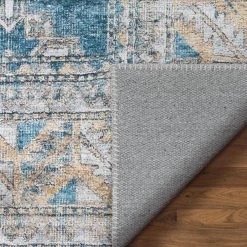 Lotus Habra Light Blue Vintage Medallion Oriental 5 ft. 3 in. x 7 ft. 3 in. Machine Washable Area Rug by Well Woven -Linon Home Decor Sales light blue well woven area rugs lot 16 5 1f 1000