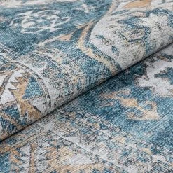 Lotus Habra Light Blue Vintage Medallion Oriental 5 ft. 3 in. x 7 ft. 3 in. Machine Washable Area Rug by Well Woven -Linon Home Decor Sales light blue well woven area rugs lot 16 5 4f 1000