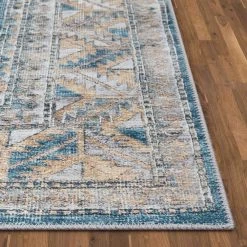 Lotus Habra Light Blue Vintage Medallion Oriental 5 ft. 3 in. x 7 ft. 3 in. Machine Washable Area Rug by Well Woven -Linon Home Decor Sales light blue well woven area rugs lot 16 5 fa 1000