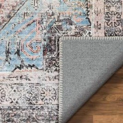 Lotus Menda Light Blue Vintage Bohemian Medallion 2 ft. 7 in. x 9 ft. 10 in. Machine Washable Runner Rug by Well Woven 13 Lotus Menda Light Blue Vintage Bohemian Medallion 2 ft. 7 in. x 9 ft. 10 in. Machine Washable Runner Rug by Well Woven -Linon Home Decor Sales light blue well woven area rugs lot 36 2l 1f 1000