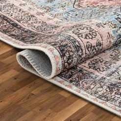 Lotus Menda Light Blue Vintage Bohemian Medallion 2 ft. 7 in. x 9 ft. 10 in. Machine Washable Runner Rug by Well Woven 14 Lotus Menda Light Blue Vintage Bohemian Medallion 2 ft. 7 in. x 9 ft. 10 in. Machine Washable Runner Rug by Well Woven -Linon Home Decor Sales light blue well woven area rugs lot 36 2l 44 1000