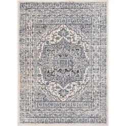 Topkapi Pesaro Vintage Oriental Medallion Light Blue 7 ft. 10 in. x 9 ft. 10 in. Distressed Area Rug by Well Woven