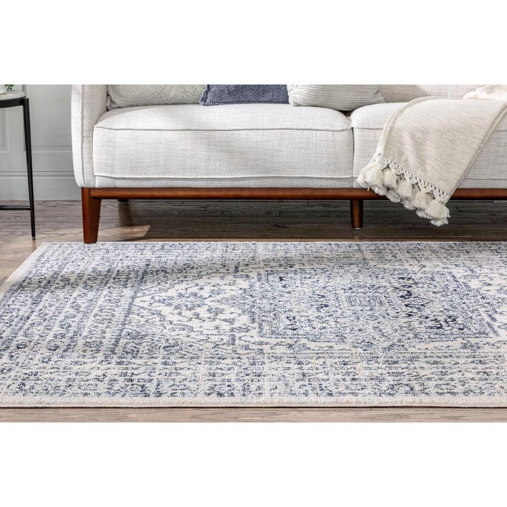 Topkapi Pesaro Vintage Oriental Medallion Light Blue 7 ft. 10 in. x 9 ft. 10 in. Distressed Area Rug by Well Woven 10 Topkapi Pesaro Vintage Oriental Medallion Light Blue 7 ft. 10 in. x 9 ft. 10 in. Distressed Area Rug by Well Woven - Image 8
