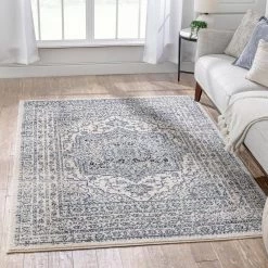 Topkapi Pesaro Vintage Oriental Medallion Light Blue 7 ft. 10 in. x 9 ft. 10 in. Distressed Area Rug by Well Woven -Linon Home Decor Sales light blue well woven area rugs top 56 7 c3 1000