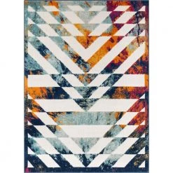 Bright Geometric Stripes Dorado Carmen Multi-Color 5 ft. 3 in. x 7 ft. 3 in. Indoor/Outdoor Area Rug by Well Woven