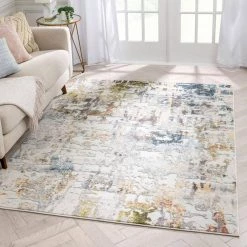 Farah Azura Multi Modern Vintage Distressed Abstract 5 ft. 3 in. x 7 ft. 3 in. Area Rug by Well Woven -Linon Home Decor Sales multi well woven area rugs fa 14 5 c3 1000