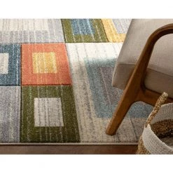 Ruby Tango Mid-Century Modern Geometric Squares Multi 5 ft. 3 in. x 7 ft. 3 in. Area Rug by Well Woven -Linon Home Decor Sales multi well woven area rugs ru 111 5 e1 1000