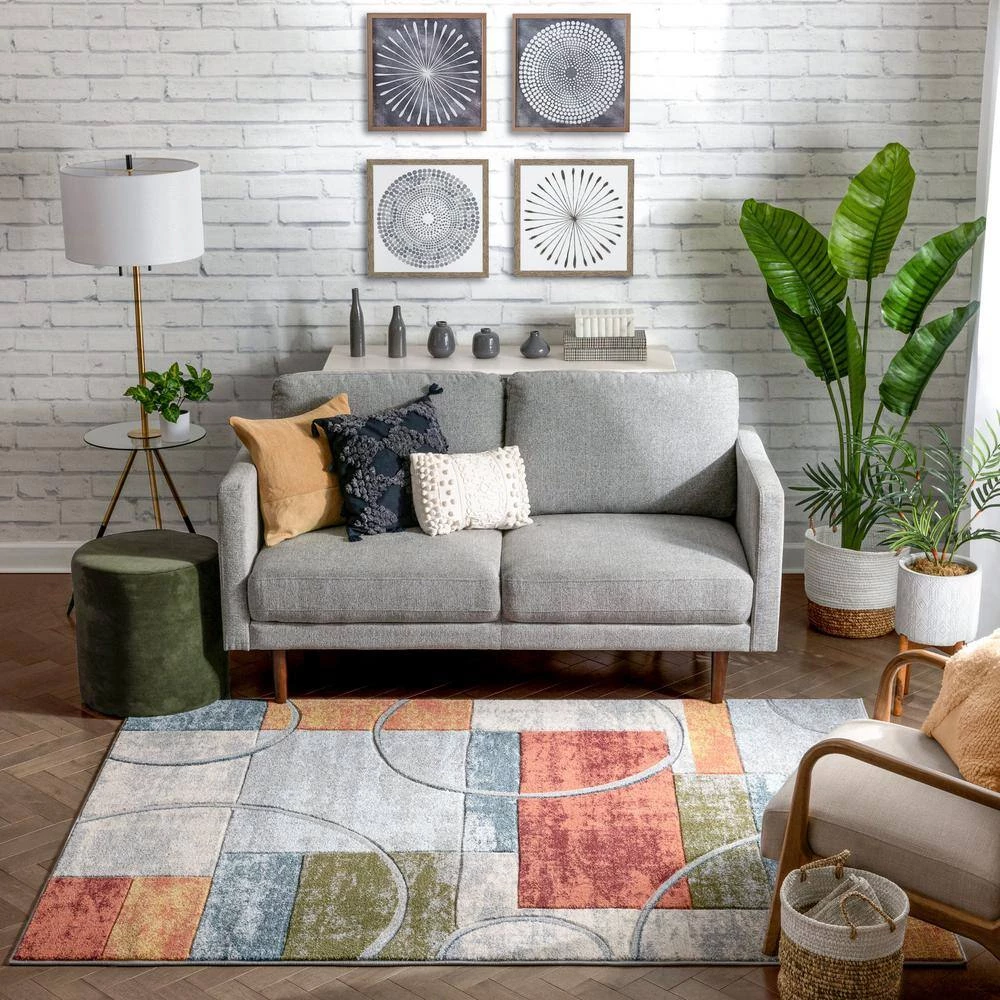 Ruby Jive Modern Abstract Geometric Arcs and Shapes Multi 5 ft. 3 in. x 7 ft. 3 in. Area Rug by Well Woven 7 Ruby Jive Modern Abstract Geometric Arcs and Shapes Multi 5 ft. 3 in. x 7 ft. 3 in. Area Rug by Well Woven - Image 5