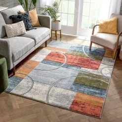 Ruby Jive Modern Abstract Geometric Arcs and Shapes Multi 5 ft. 3 in. x 7 ft. 3 in. Area Rug by Well Woven 13 Ruby Jive Modern Abstract Geometric Arcs and Shapes Multi 5 ft. 3 in. x 7 ft. 3 in. Area Rug by Well Woven -Linon Home Decor Sales multi well woven area rugs ru 161 5 c3 1000