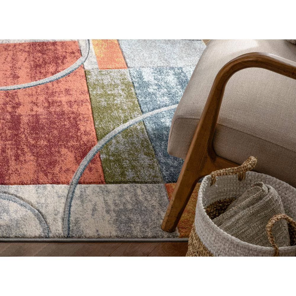 Ruby Jive Modern Abstract Geometric Arcs and Shapes Multi 5 ft. 3 in. x 7 ft. 3 in. Area Rug by Well Woven 4 Ruby Jive Modern Abstract Geometric Arcs and Shapes Multi 5 ft. 3 in. x 7 ft. 3 in. Area Rug by Well Woven - Image 2
