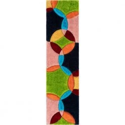 San Francisco Newport Modern Geometric Shag Multi 2 ft. 7 in. x 9 ft. 10 in. Runner 3D Textured Runner Rug by Well Woven