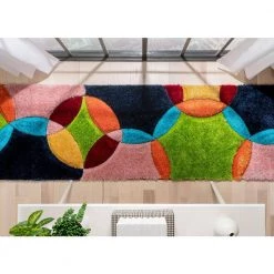 San Francisco Newport Modern Geometric Shag Multi 2 ft. 7 in. x 9 ft. 10 in. Runner 3D Textured Runner Rug by Well Woven -Linon Home Decor Sales multi well woven area rugs sf 111 2l 76 1000