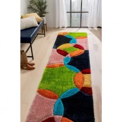 San Francisco Newport Modern Geometric Shag Multi 2 ft. 7 in. x 9 ft. 10 in. Runner 3D Textured Runner Rug by Well Woven -Linon Home Decor Sales multi well woven area rugs sf 111 2l c3 1000