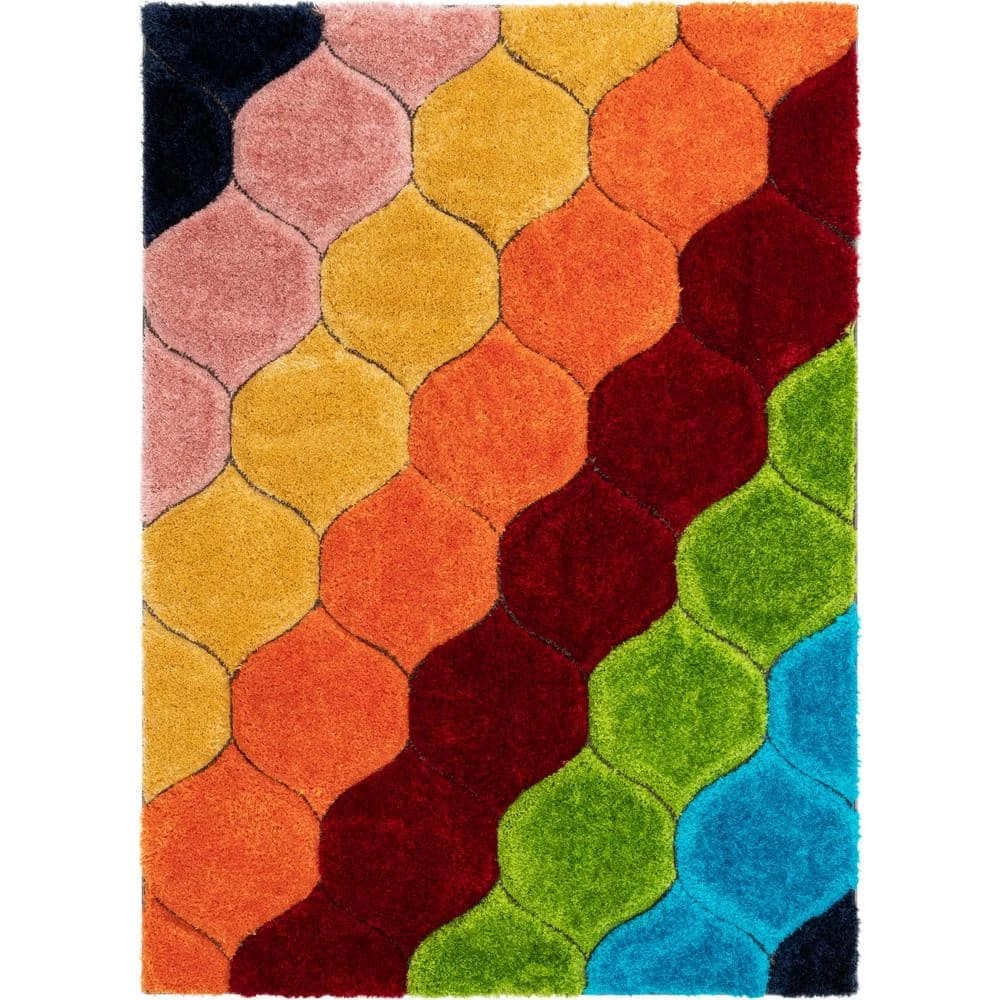 San Francisco Rainbow Modern Geometric Shag Multi 3 ft. 11 in. x 5 ft. 3 in. 3D Textured Super Soft and Thick Area Rug by Well Woven 3 San Francisco Rainbow Modern Geometric Shag Multi 3 ft. 11 in. x 5 ft. 3 in. 3D Textured Super Soft and Thick Area Rug by Well Woven