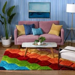 San Francisco Rainbow Modern Geometric Shag Multi 3 ft. 11 in. x 5 ft. 3 in. 3D Textured Super Soft and Thick Area Rug by Well Woven 17 San Francisco Rainbow Modern Geometric Shag Multi 3 ft. 11 in. x 5 ft. 3 in. 3D Textured Super Soft and Thick Area Rug by Well Woven -Linon Home Decor Sales multi well woven area rugs sf 131 4 76 1000