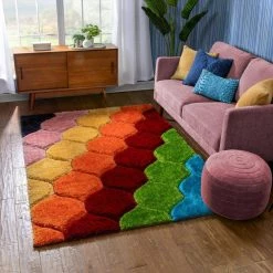 San Francisco Rainbow Modern Geometric Shag Multi 3 ft. 11 in. x 5 ft. 3 in. 3D Textured Super Soft and Thick Area Rug by Well Woven 12 San Francisco Rainbow Modern Geometric Shag Multi 3 ft. 11 in. x 5 ft. 3 in. 3D Textured Super Soft and Thick Area Rug by Well Woven -Linon Home Decor Sales multi well woven area rugs sf 131 4 c3 1000