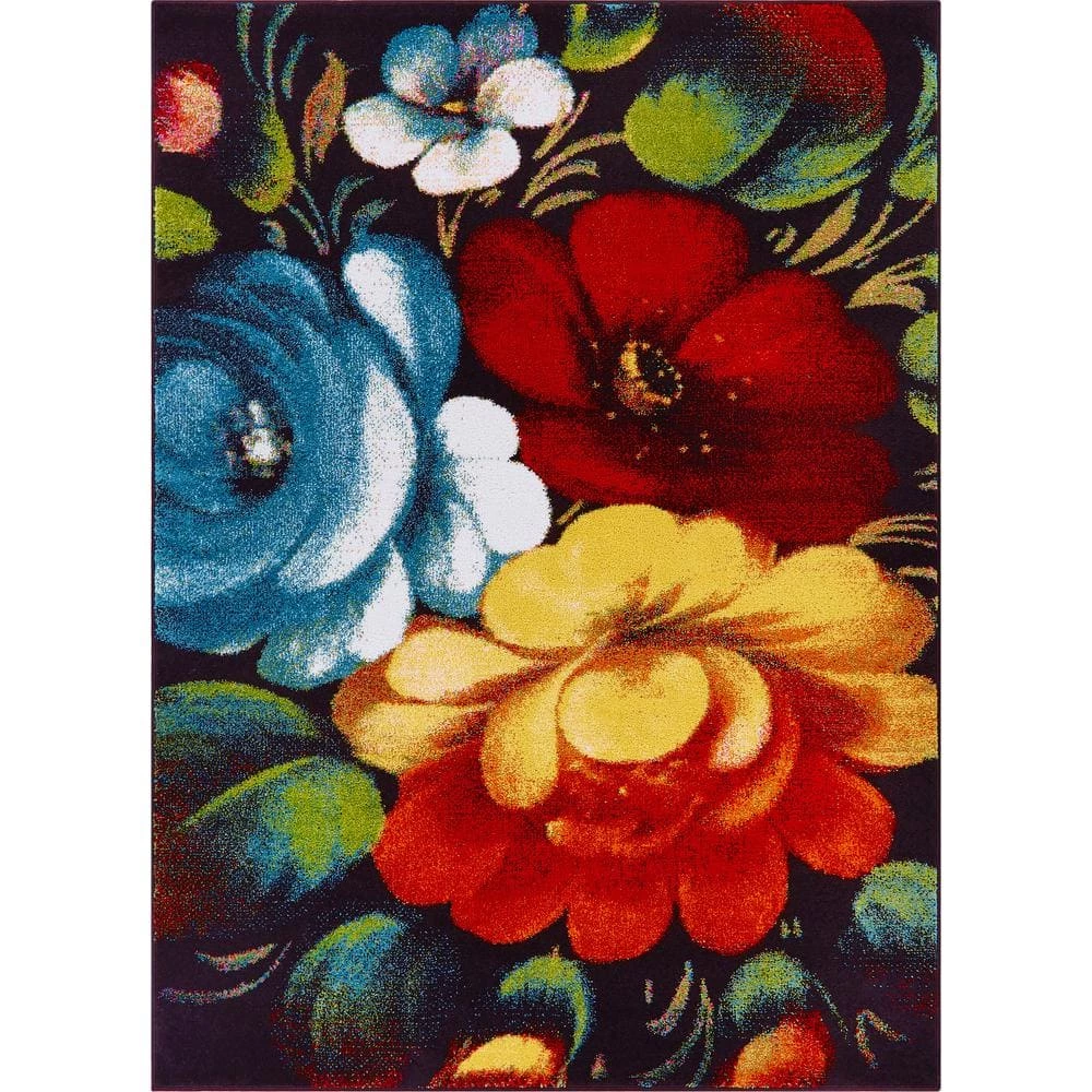 Viva Congratulations Multi Color Modern Floral 5 ft. 3 in. x 7 ft. 3 in. Area Rug by Well Woven 3 Viva Congratulations Multi Color Modern Floral 5 ft. 3 in. x 7 ft. 3 in. Area Rug by Well Woven