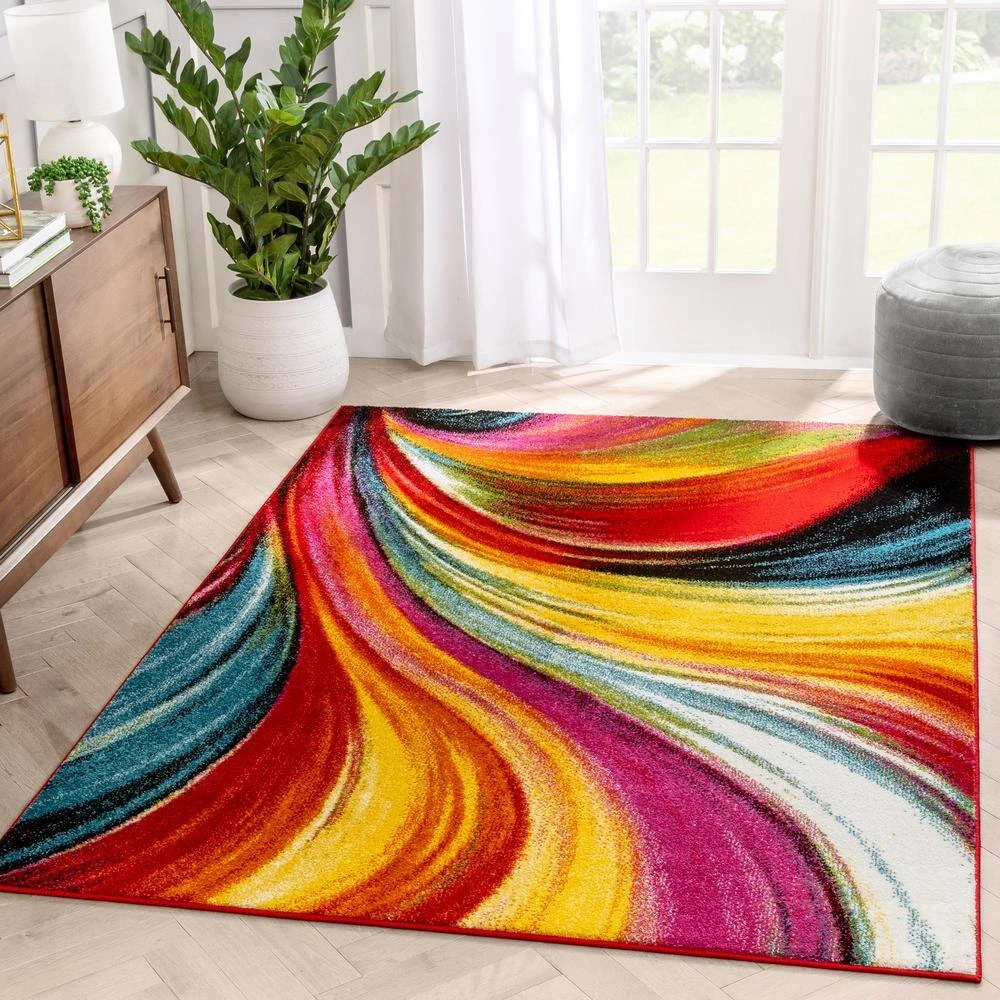 Viva Pleasure Multi 5 ft. x 7 ft. Modern Area Rug by Well Woven 5 Viva Pleasure Multi 5 ft. x 7 ft. Modern Area Rug by Well Woven - Image 3