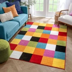 StarBright Bright Square Multi 5 ft. x 7 ft. Kids Area Rug by Well Woven -Linon Home Decor Sales multi well woven kids rugs 09535 c3 1000