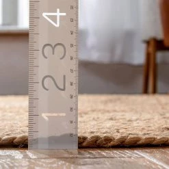 Brielle Larissa Farmhouse Solid Pattern Natural 6 ft. x 6 ft. Round Hand-Braided Jute Area Rug by Well Woven -Linon Home Decor Sales natural well woven area rugs bri 42 6r 1f 1000