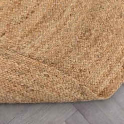 Brielle Larissa Farmhouse Solid Pattern Natural 6 ft. x 6 ft. Round Hand-Braided Jute Area Rug by Well Woven -Linon Home Decor Sales natural well woven area rugs bri 42 6r fa 1000